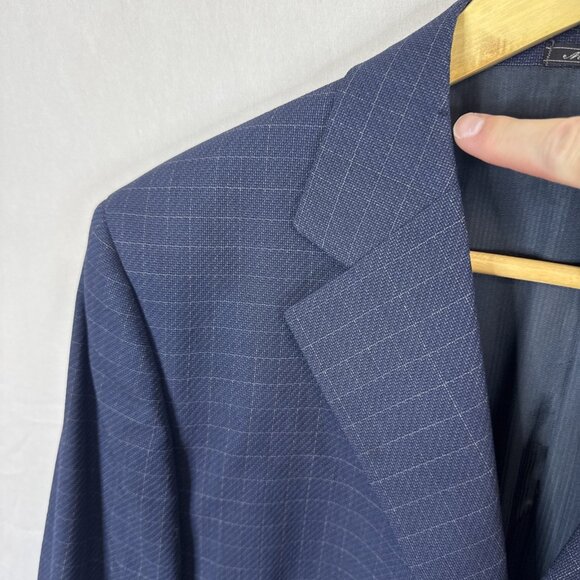 Ermenegildo Zegna Soft Men 40 navy slate-blue windowpane wool blazer Switzerland - Picture 3 of 9